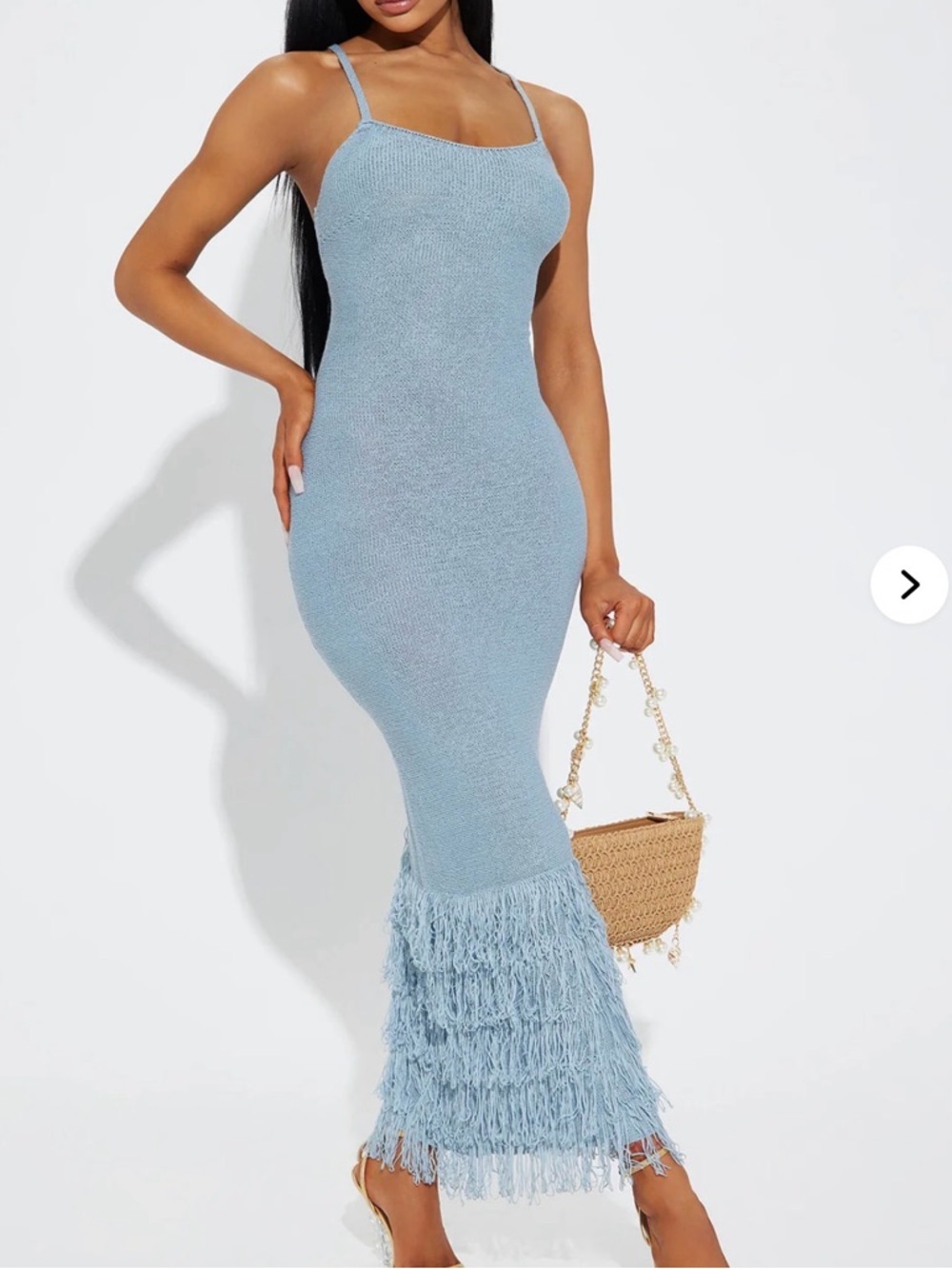 Fashion Nova Delany Knit Maxi Dress - Dusty Blue